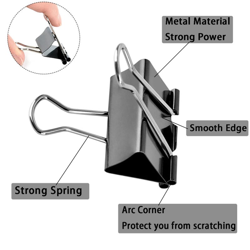KAKAMINA Large Binder Clips 2 Inch (60 Pack)  Extra Large Binder Clips Big Paper Clamps for Office and Home Supplies  Black - Image 2